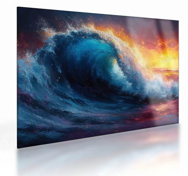 Sklenený obraz - Vlna v západu slnka (70x50 cm)