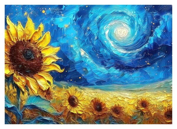 Sklenený obraz - Maľba slnečníc (70x50 cm)