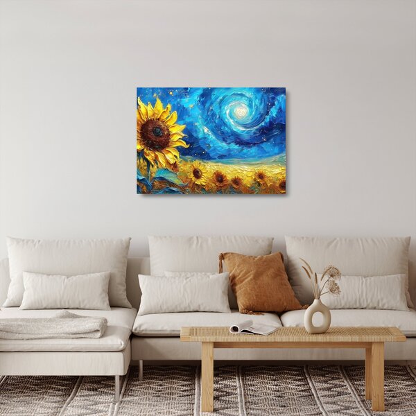 Sklenený obraz - Maľba slnečníc (70x50 cm)