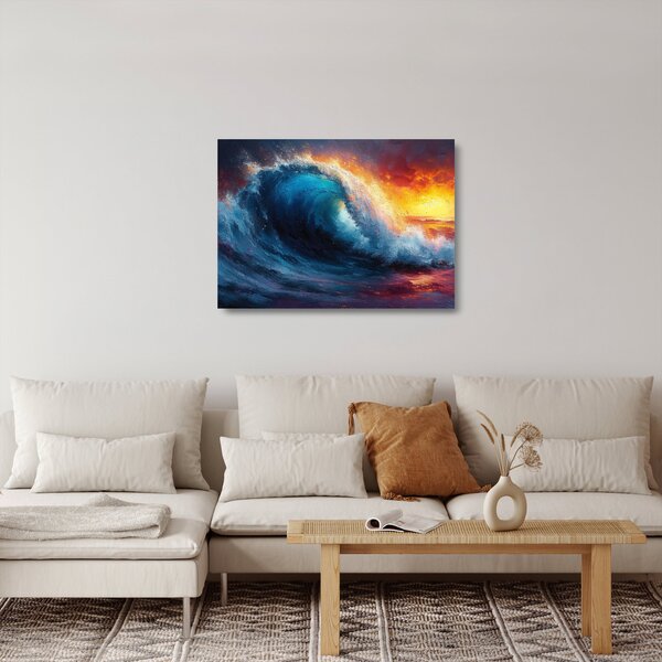 Sklenený obraz - Vlna v západu slnka (70x50 cm)