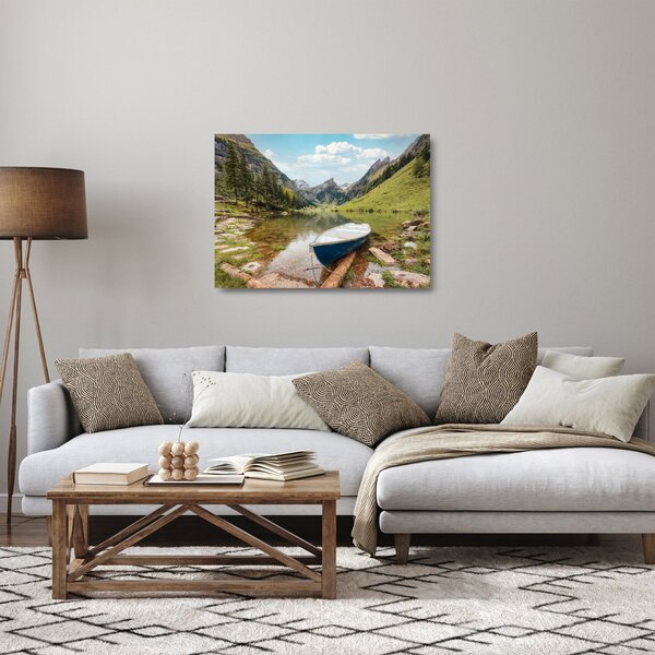 Sklenený obraz - Seealpsee, jazero Švajčiarska (70x50 cm)