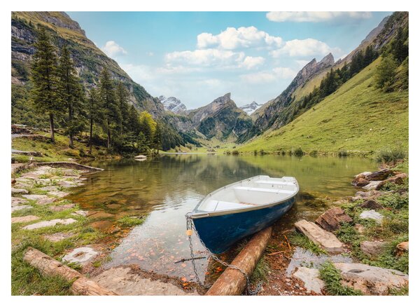 Sklenený obraz - Seealpsee, jazero Švajčiarska (70x50 cm)