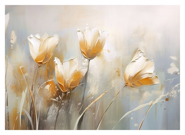 Sklenený obraz - Maľba tulipánov (70x50 cm)