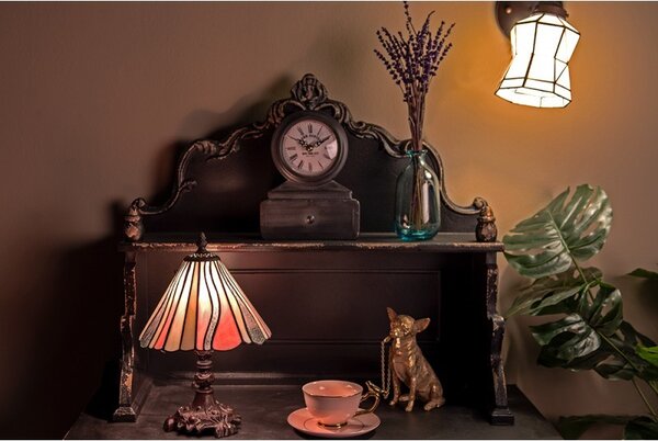 Béžovo-ružová stolná lampa Tiffany Tasia - Ø 20*34 cm E14/max 1*25W - Clayre & Eef