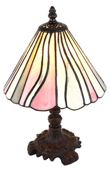 Béžovo-ružová stolná lampa Tiffany Tasia - Ø 20*34 cm E14/max 1*25W - Clayre & Eef