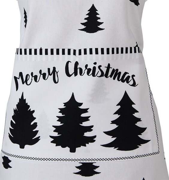 Biela bavlnená zástera so stromčekmi Black&White X-Mas - 70*85 cm - Clayre & Eef