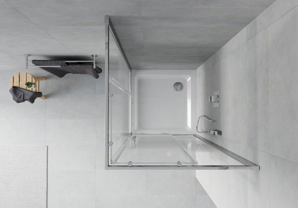 Mexen Rio štvorcový sprchový kút 70 x 70 cm, biele pruhy, chróm + Flat vanička, biela - 860-070-070-01-20-4010