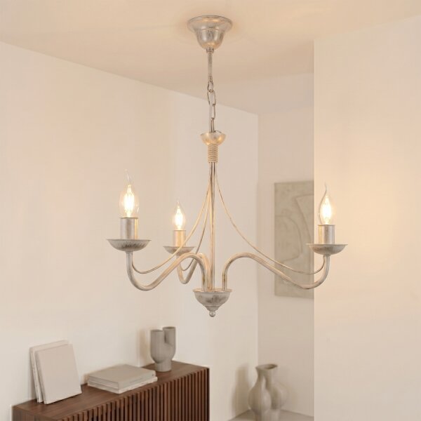Luster na reťazi ANTON 3xE14/60W/230V biela patina
