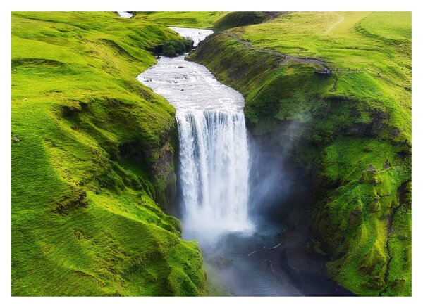 Sklenený obraz - Vodopád Skogafoss (70x50 cm)