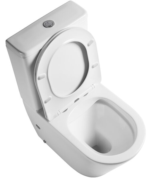 CERANO - WC kombi Carlito, Rimless - bezokrajové splachovanie + Slim/SoftClose sedátko - spodný/zadný odpad - biela lesklá - 61x36,5 cm