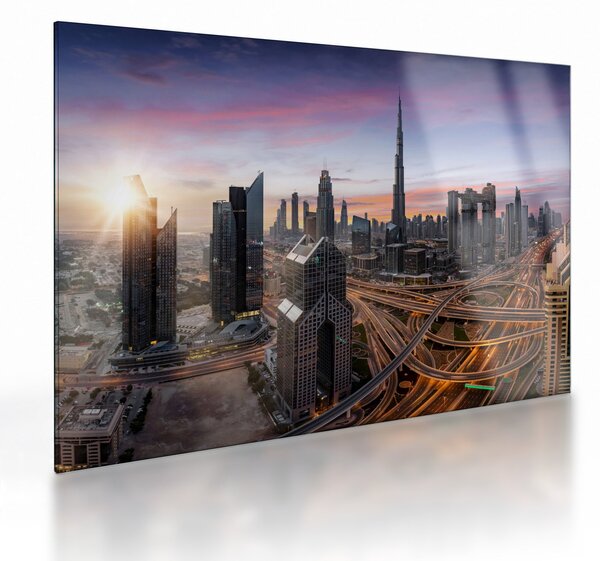 Sklenený obraz - Panorama Dubaja (70x50 cm)