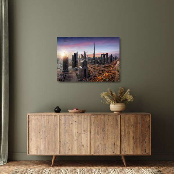 Sklenený obraz - Panorama Dubaja (70x50 cm)
