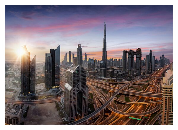Sklenený obraz - Panorama Dubaja (70x50 cm)