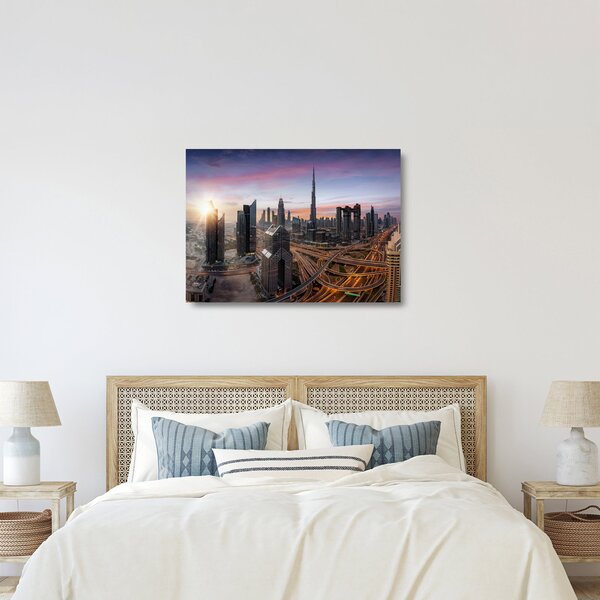 Sklenený obraz - Panorama Dubaja (70x50 cm)