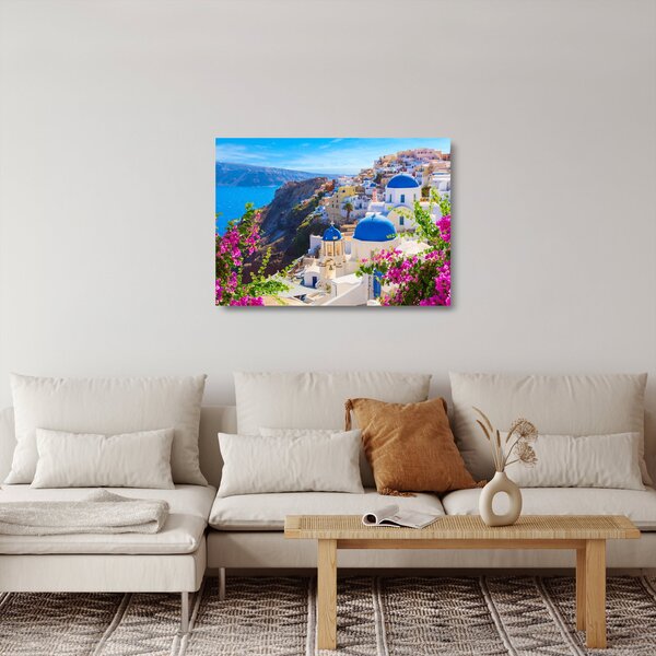 Sklenený obraz - Santorini, Grécko (70x50 cm)
