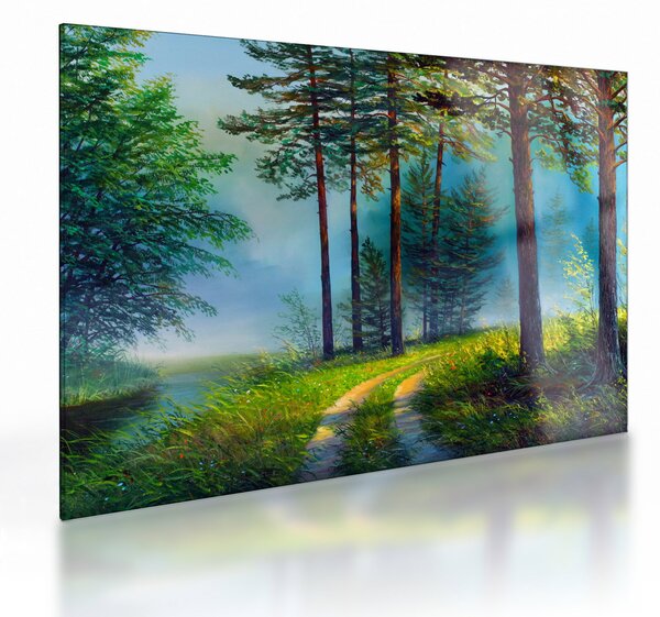 Sklenený obraz - Olejomaľba krajiny (70x50 cm)