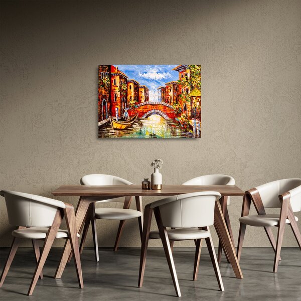 Sklenený obraz - Olejomaľba mesta III. (70x50 cm)