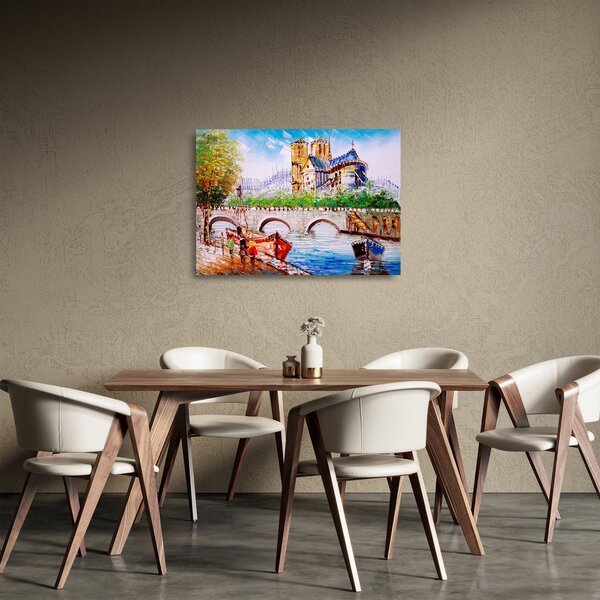 Sklenený obraz - Olejomaľba mesta (70x50 cm)