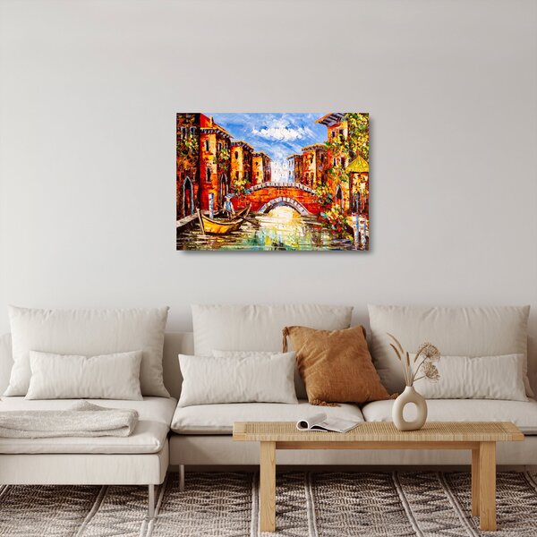 Sklenený obraz - Olejomaľba mesta III. (70x50 cm)