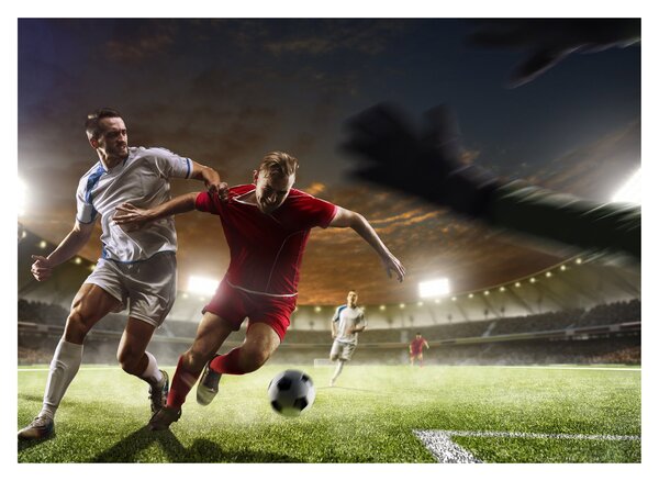Sklenený obraz - Futbalisti v akcii (70x50 cm)