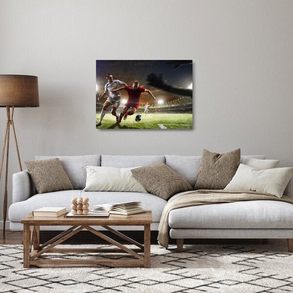 Sklenený obraz - Futbalisti v akcii (70x50 cm)