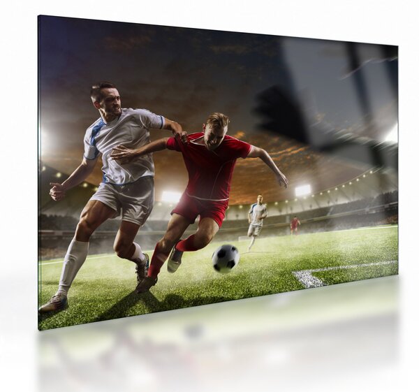 Sklenený obraz - Futbalisti v akcii (70x50 cm)