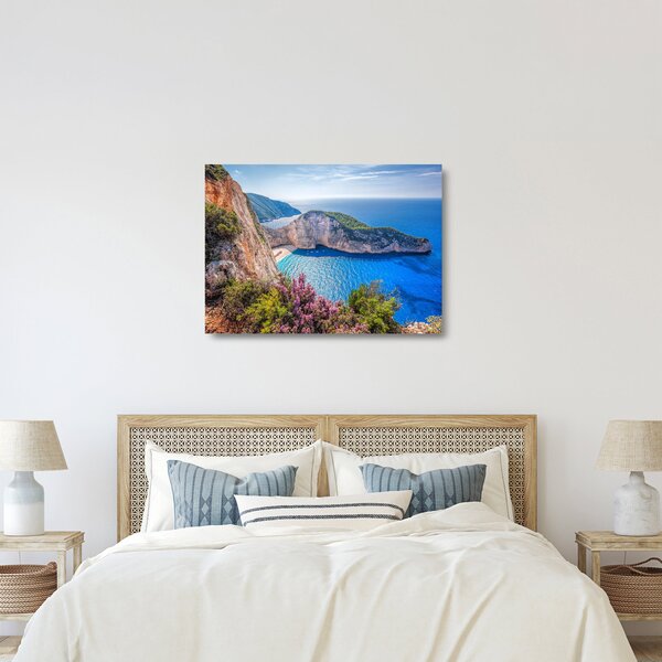 Sklenený obraz - Pláž Navagio, Grécko (70x50 cm)