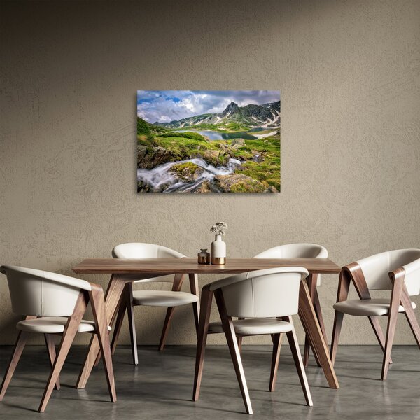 Sklenený obraz - Pohľad na horu Rila (70x50 cm)