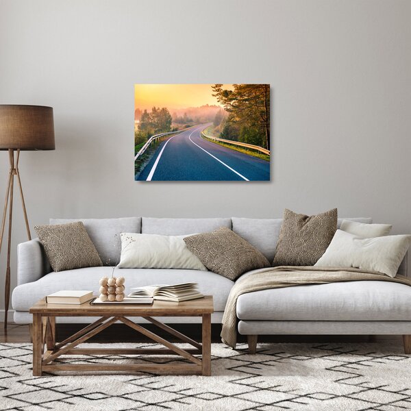 Sklenený obraz - Cesta pri východe slnka (70x50 cm)