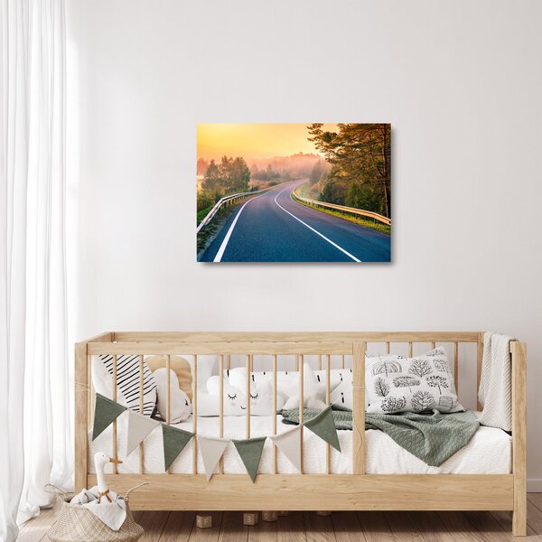 Sklenený obraz - Cesta pri východe slnka (70x50 cm)