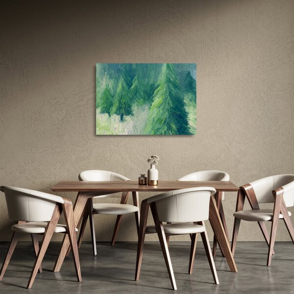 Sklenený obraz - Maľované ihličnany (70x50 cm)