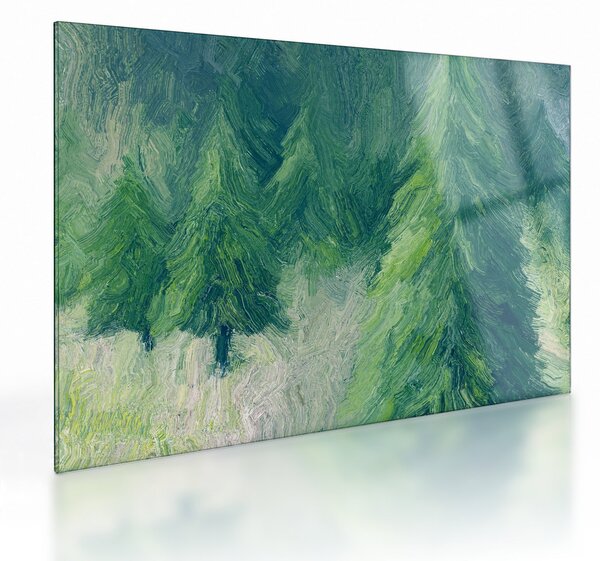 Sklenený obraz - Maľované ihličnany (70x50 cm)