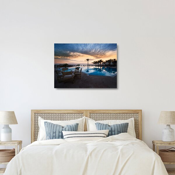 Sklenený obraz - Resort pri mori (70x50 cm)