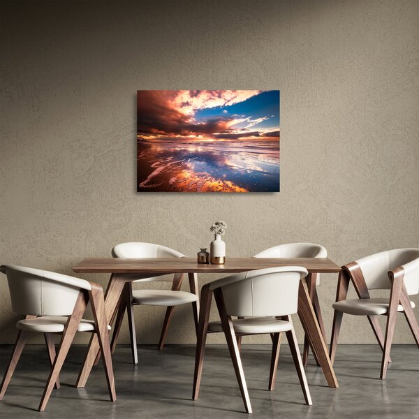 Sklenený obraz - Večerná pláž (70x50 cm)