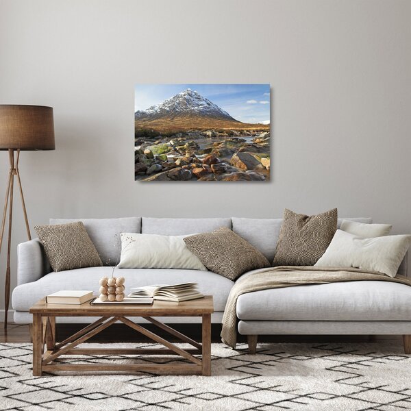 Sklenený obraz - Hora s riekou (70x50 cm)