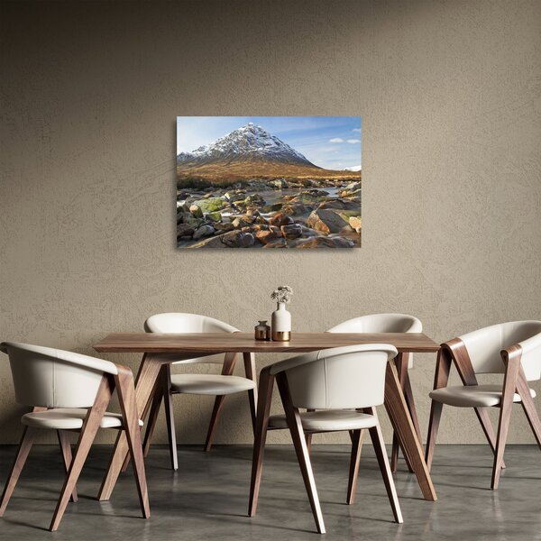 Sklenený obraz - Hora s riekou (70x50 cm)