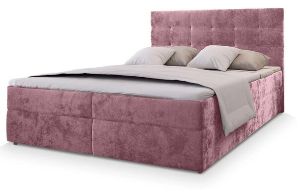 Čalúnená posteľ boxspring GLORIEN VELVET 160x200 cm ružová Matrac: Matrac Bonell pružinový
