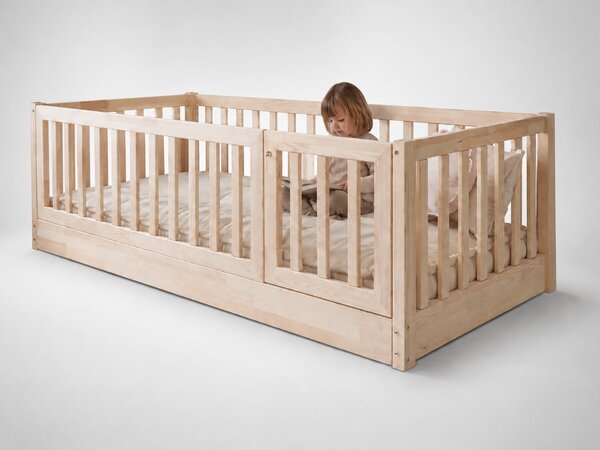 Detská posteľ so zábranou Cloudy Nest I 100x200 - prírodná pravá