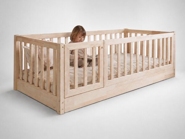 Detská posteľ so zábranou Cloudy Nest I 100x200 - prírodná ľavá