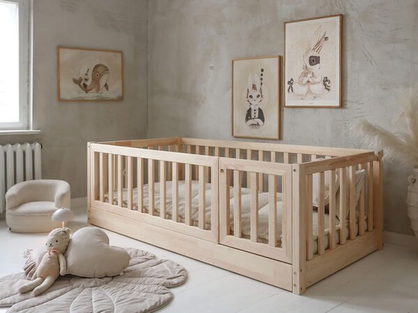 Detská posteľ so zábranou Cloudy Nest I 100x200 - prírodná pravá