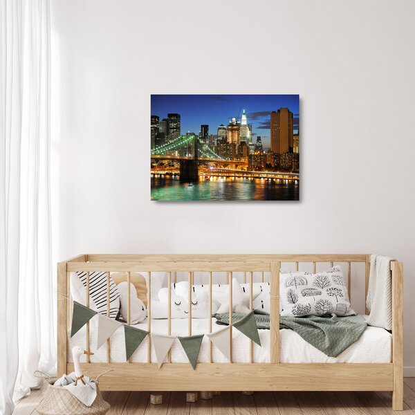 Sklenený obraz - Most s New Yorkom (70x50 cm)