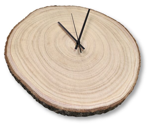 Nástenné hodiny z plátu dreva s letokruhmi a kôrou | KOR: Farba čierna RAL 9005 26-29 cm 4801-115419 KOR001-26-29-BLACK