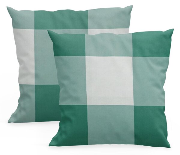 XPOSE® Bavlnená obliečka na vankúš KÁRO - tmavo zelená 40x40 cm