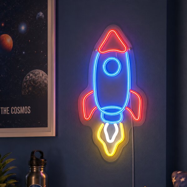 Neónová nástenná lampa viacfarebná vrátane LED - Rocket