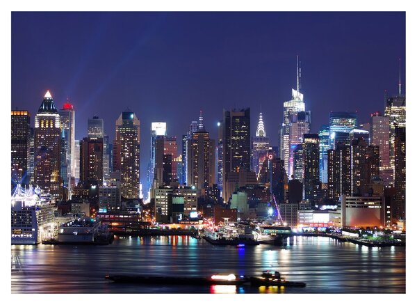 Sklenený obraz - Osvetlené New Yorské mrakodrapy (70x50 cm)