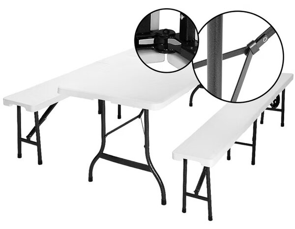 Pivný set 183 cm - biely