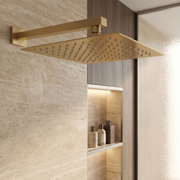 Štvorcová hlavová sprcha REA JS-P015BG 30cm Brush Gold