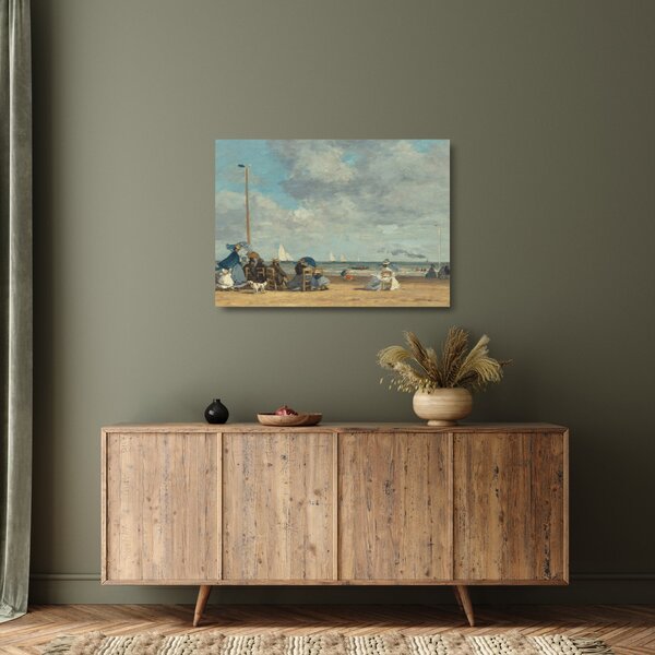 Sklenený obraz - Eugène Boudin, Beach at Trouville, reprodukcia (70x50 cm)