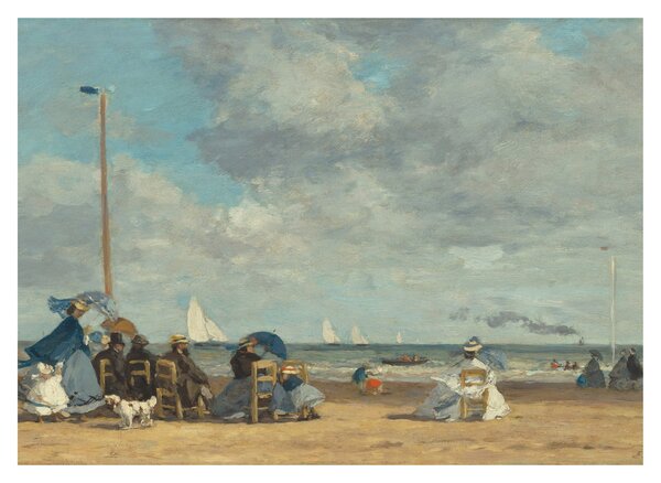 Sklenený obraz - Eugène Boudin, Beach at Trouville, reprodukcia (70x50 cm)