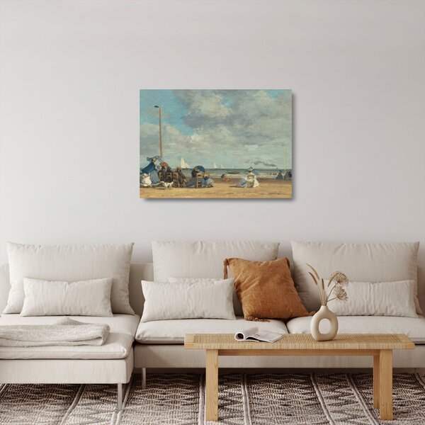 Sklenený obraz - Eugène Boudin, Beach at Trouville, reprodukcia (70x50 cm)